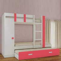 Evita Trundle Engineered Wood Box Storage Bunk Bed Strawberry Pink