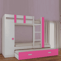 Evita Trundle Engineered Wood Box Storage Bunk Bed Barbie Pink