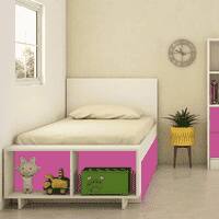 Minerva Engineered Wood Drawer Storage Bed in Pink Colour