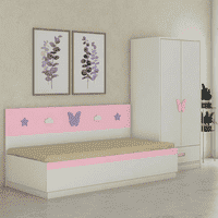 Renata Engineered Wood Box Storage Bed in Pink Colour