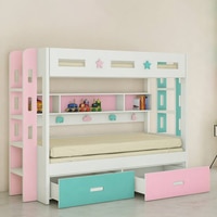 Astra Engineered Wood Box & Drawer Storage Bunk Bed English Pink Misty Turquoise
