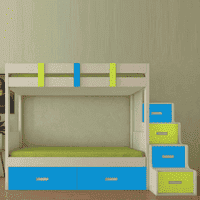 Suvina Engineered Wood Drawer Storage Bunk Bed Lime Yellow Azure Blue