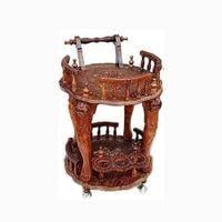 Shilpi Sheesham Wood Standard Handmade Wheel Decor Service Bar Trolley