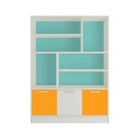 Renata Engineered Wood  Bookshelf in Misty Turquoise - Mango Yellow Finish