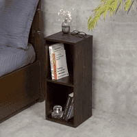 Walnut Tint Two Storey Bedside and Living Room Storage