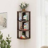 Alba Engineered Wood Multi Tier Corner Wall Decor Shelf Display Rack Wenge