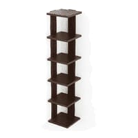 Bluewud Wudville Braine Engineered Wood Wall Mount Corner Shelf, Display Rack, (6 Square Shelves - Wenge)