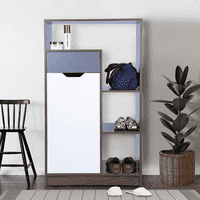 Engineered Wood 8 Pair Shoe Rack Without Seating in Frosty White Colour