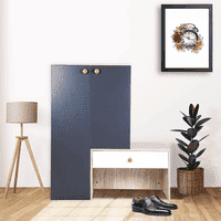 Engineered Wood 9 Pair Shoe Rack With Seating in Graphite Grey Colour