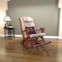 Faren Solid Wood Rocking Chair in Beige printed Colour