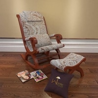 Linsay Solid Wood Rocking Chair in Beige printed Colour