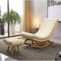 Mylene Solid Wood Rocking Chair in Beige Colour