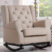 Kimberlin Solid Wood Rocking Chair in Beige Leatherette Colour