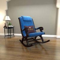 Shaunah Solid Wood Rocking Chair in Blue valvet Colour