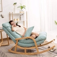 Earle Solid Wood Rocking Chair in Blue Colour
