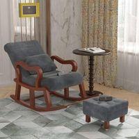 Alvar Solid Wood Rocking Chair in Grey Colour