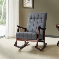 Brown Solid Wood Rocking Chair in Grey Colour