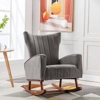 Oswyn Solid Wood Rocking Chair in Grey Colour