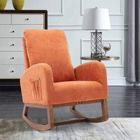 Garey Solid Wood Rocking Chair in Light Grey Colour
