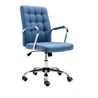 Gruber Leatherette Swivel Study Chair in Blue Colour