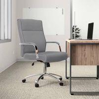 Landyn Leatherette Swivel Study Chair in Grey Colour
