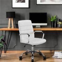 Wanetta Leatherette Swivel Study Chair in White Colour