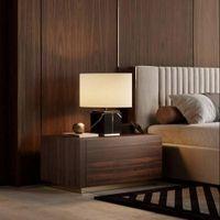 Tgere Series polished Bedside Table with Gold Base