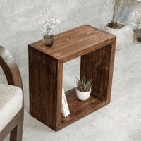 Teak Tint Wooden Box Side Table