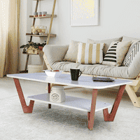 Rectangular Engineered Wood Coffee Table In Frosty White And Graphite Grey Colour