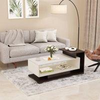 Declove Rectangular Engineered Wood Coffee Table In Wenge & White Finish