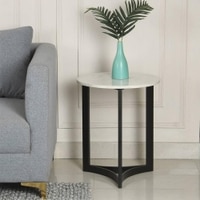 Verona Marble Side Table In Black Finish