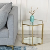 Menton Glass Side Table In Gold Finish