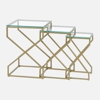 Melbourne Glass Nesting Side Table In Gold Finish