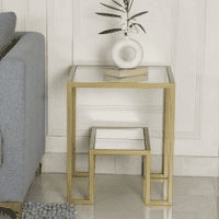Bridgeview Glass Side Table In Gold Finish