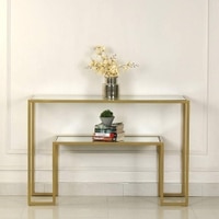 Bridgeview Glass Console Table In Gold Finish