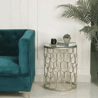 Belmont Clear Glass Side Table In Gold Finish