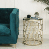 Belmont Black Glass Side Table In Gold Finish