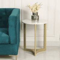 Verona Marble Side Table In Gold Finish