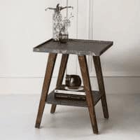 Transcendent Tinge Dark Blue Trapezium Incline Table, Side Table, Wooden End Table, Living Room Decor