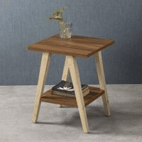 Teak Hues Trapezium Incline Table, Side Table, Wooden End Table, Living Room Decor