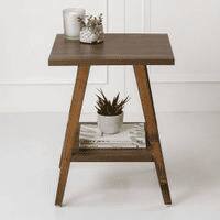 Walnut Hues Trapezium Incline Table, Side Table, Wooden End Table, Living Room Decor