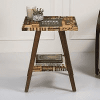 Crushing on Coffee Trapezium Incline Table, Side Table, Wooden End Table, Living Room Decor