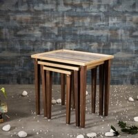 Linen Lines Solid Wood Nested End Table - Set of 3