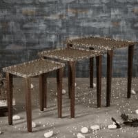 Syaahi Solid Wood Nested End Table in Paper Finish - Set of 3