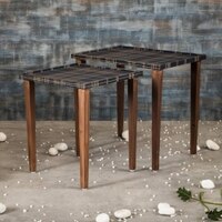 Tesseract Solid Wood Rectangular Nested End Table in Paper Finish - Set of 2