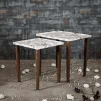 Bliss Solid Wood Rectangular Nested End Table in Paper Finish - Set of 2