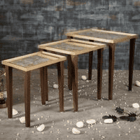 Khimkhwab Solid Wood Nested End Table - Set of 3