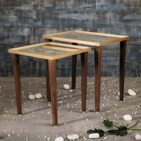 Khimkhwab Solid Wood Nested End Table - Set of 2