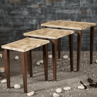 Paisley Solid Wood Nested End Table in Paper Finish - Set of 3