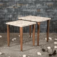 Heritage Solid Wood Rectangular Nested End Table in Paper Finish - Set of 2